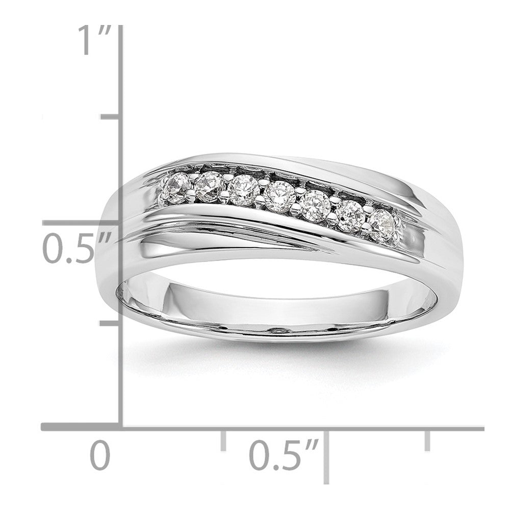 Alternate view of the Men&#39;s 6.4mm 14K White Gold 1/4 Ctw Diamond Tapered Band, Size 9 by The Black Bow Jewelry Co.