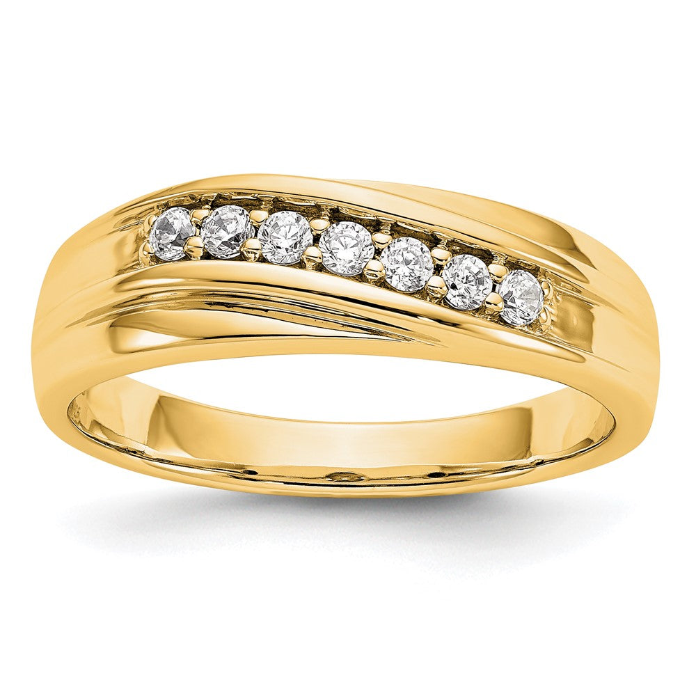 Men&#39;s 6.4mm 14K Yellow Gold 1/4 Ctw Diamond Tapered Band, Size 9, Item R12294-14KY-09 by The Black Bow Jewelry Co.