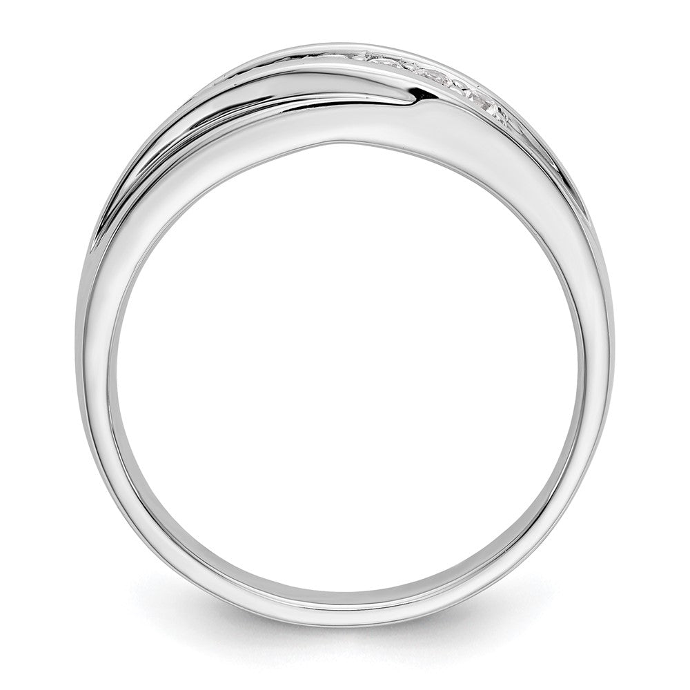 Alternate view of the Men&#39;s 6.4mm 14K White Gold 1/4 Ctw Lab Created Diamond Tapered Band by The Black Bow Jewelry Co.