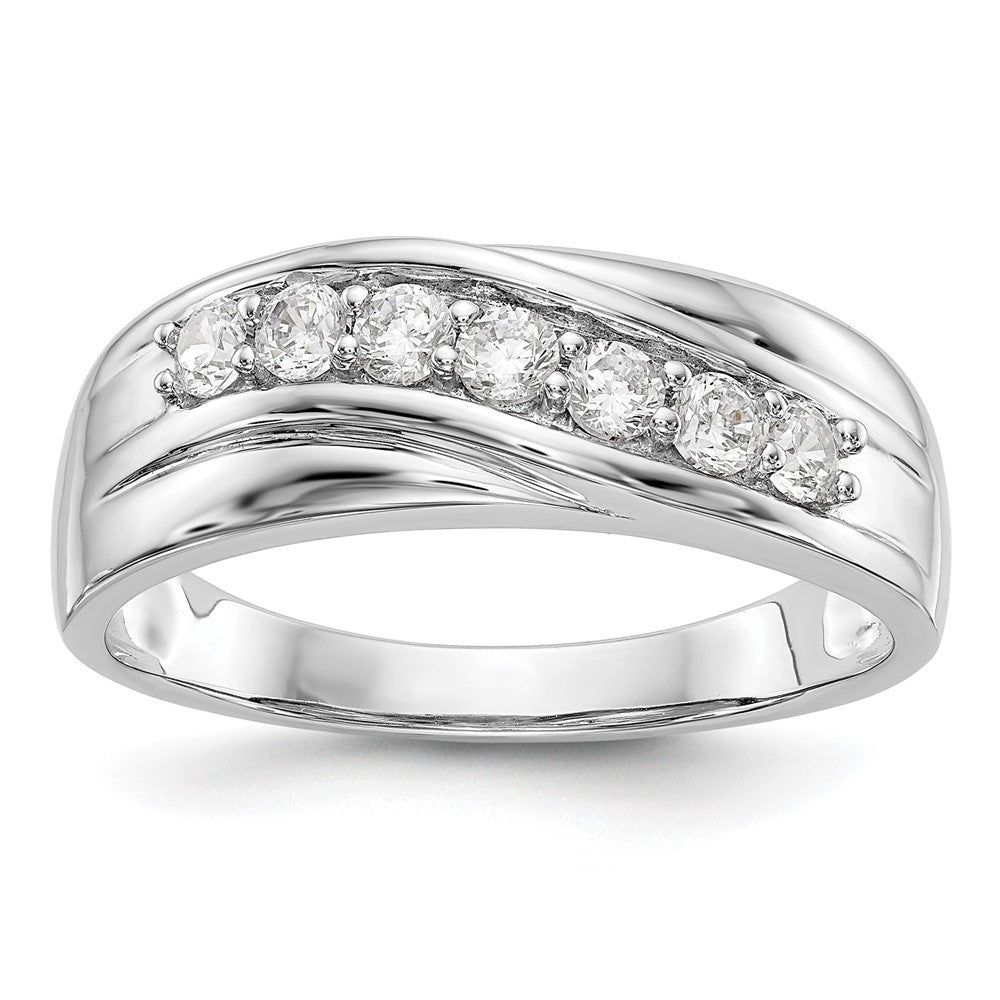 Men's 7.2mm 14K White Gold 1/2 Ctw Diamond Tapered Band, Size 9.5, Item R12296-14KW-095 by The Black Bow Jewelry Co.