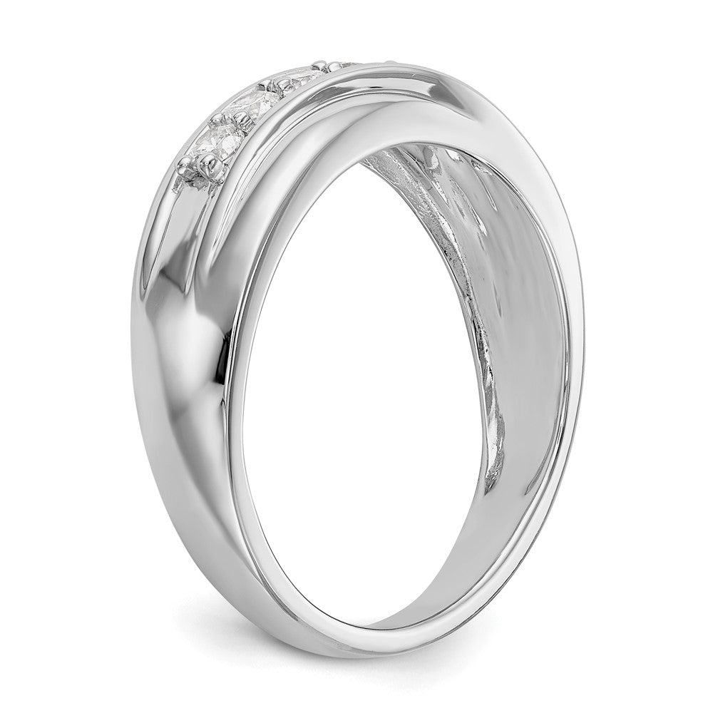 Alternate view of the Men's 7.2mm 14K White or Yellow Gold 1/2 Ctw Diamond Tapered Band by The Black Bow Jewelry Co.