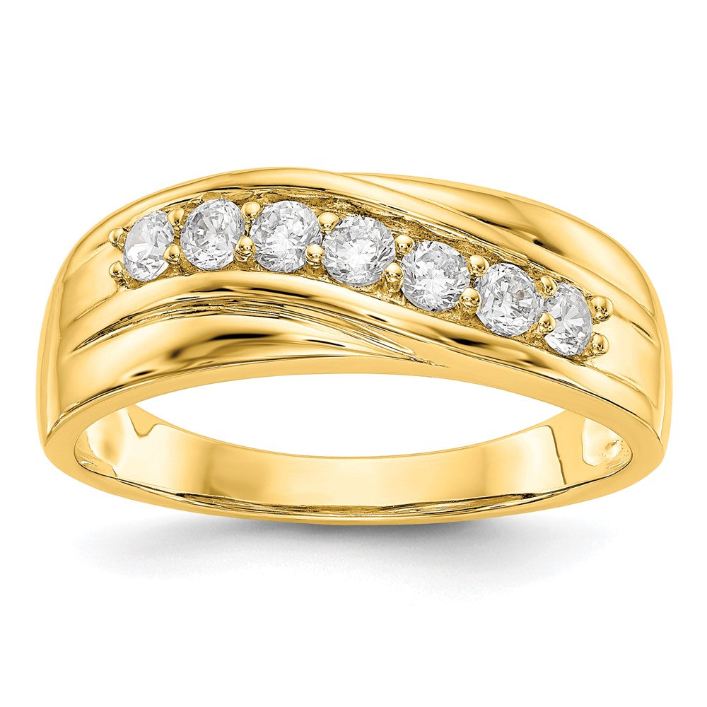 Men's 7.2mm 14K Yellow Gold 1/2 Ctw Diamond Tapered Band, Size 10, Item R12296-14KY-10 by The Black Bow Jewelry Co.