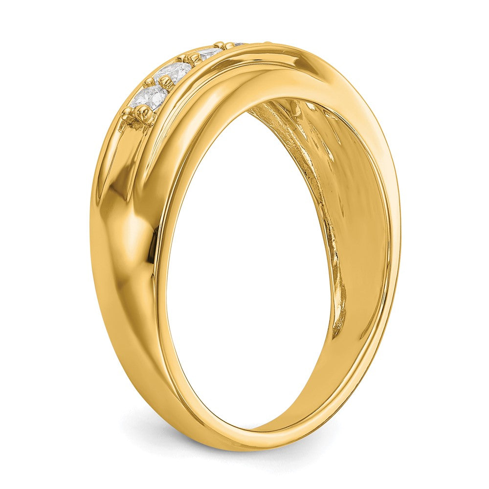 Alternate view of the Men's 7.2mm 14K Yellow Gold 1/2 Ctw Diamond Tapered Band, Size 9 by The Black Bow Jewelry Co.