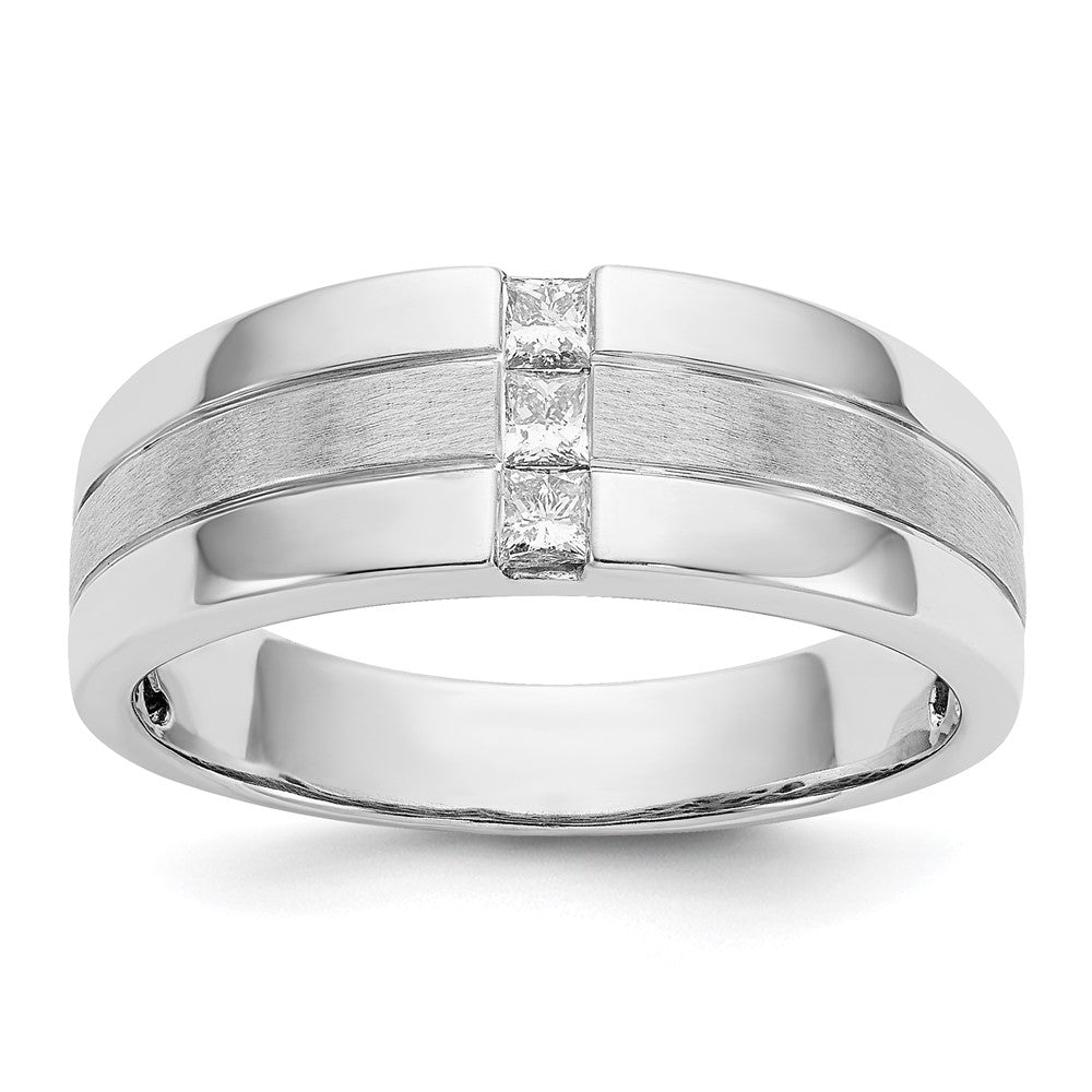 Men&#39;s 7.2mm 10K White Gold 1/4 Ctw Lab Created Diamond Tapered Band, Item R12298 by The Black Bow Jewelry Co.