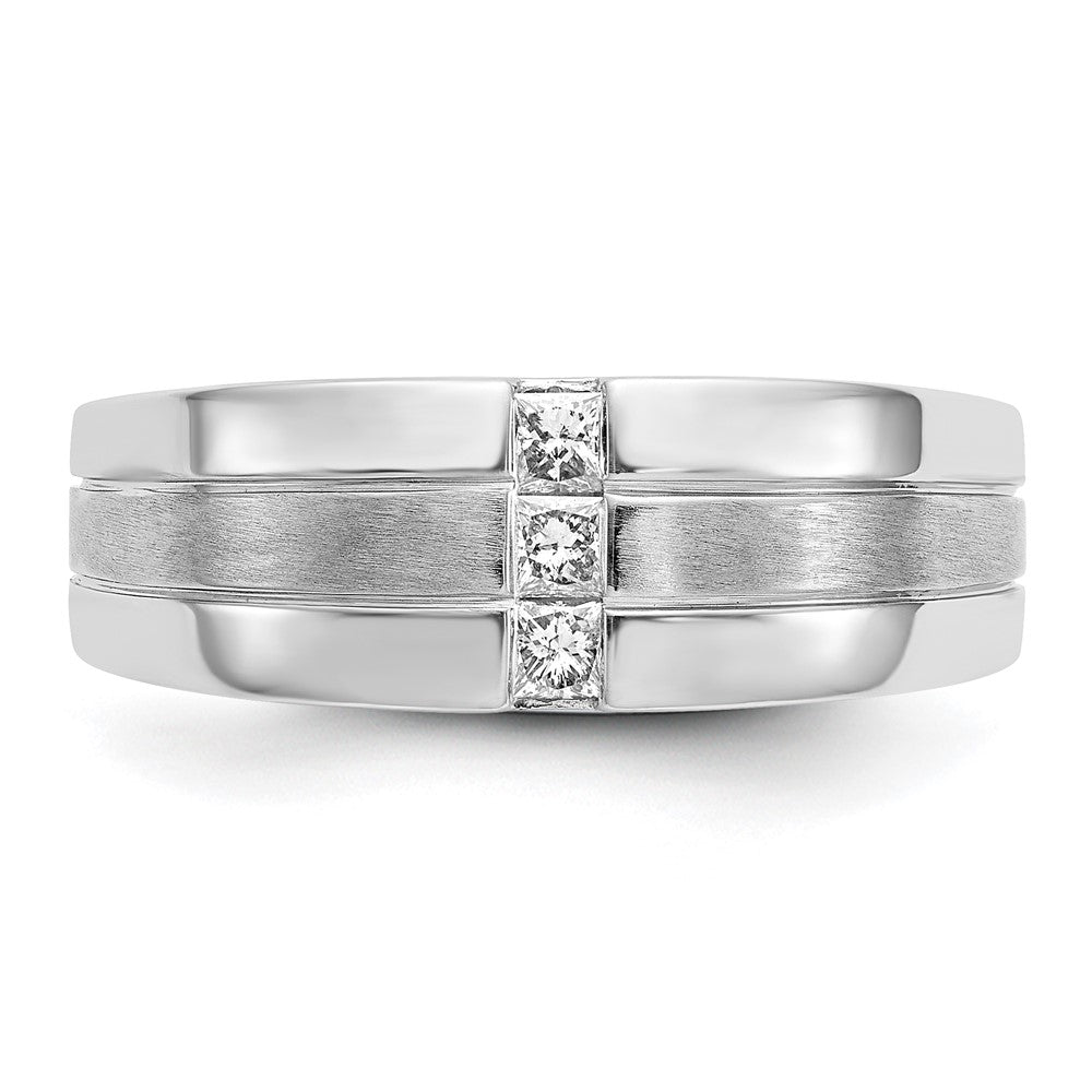 Alternate view of the Men&#39;s 7.2mm 10K White Gold 1/4 Ctw Lab Created Diamond Tapered Band by The Black Bow Jewelry Co.