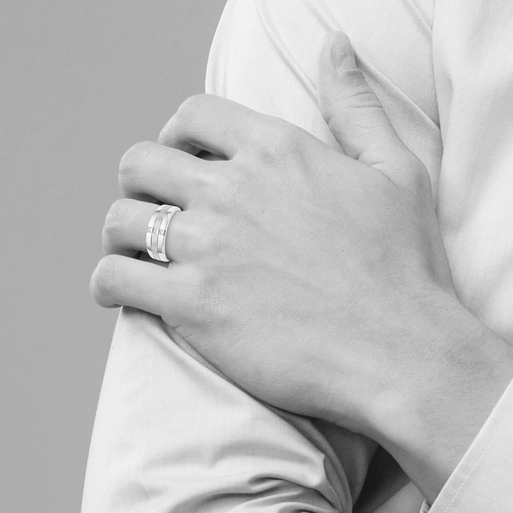 Alternate view of the 7.2mm 14K Yellow or White Gold 1/4Ctw Lab Created Diamond Tapered Band by The Black Bow Jewelry Co.
