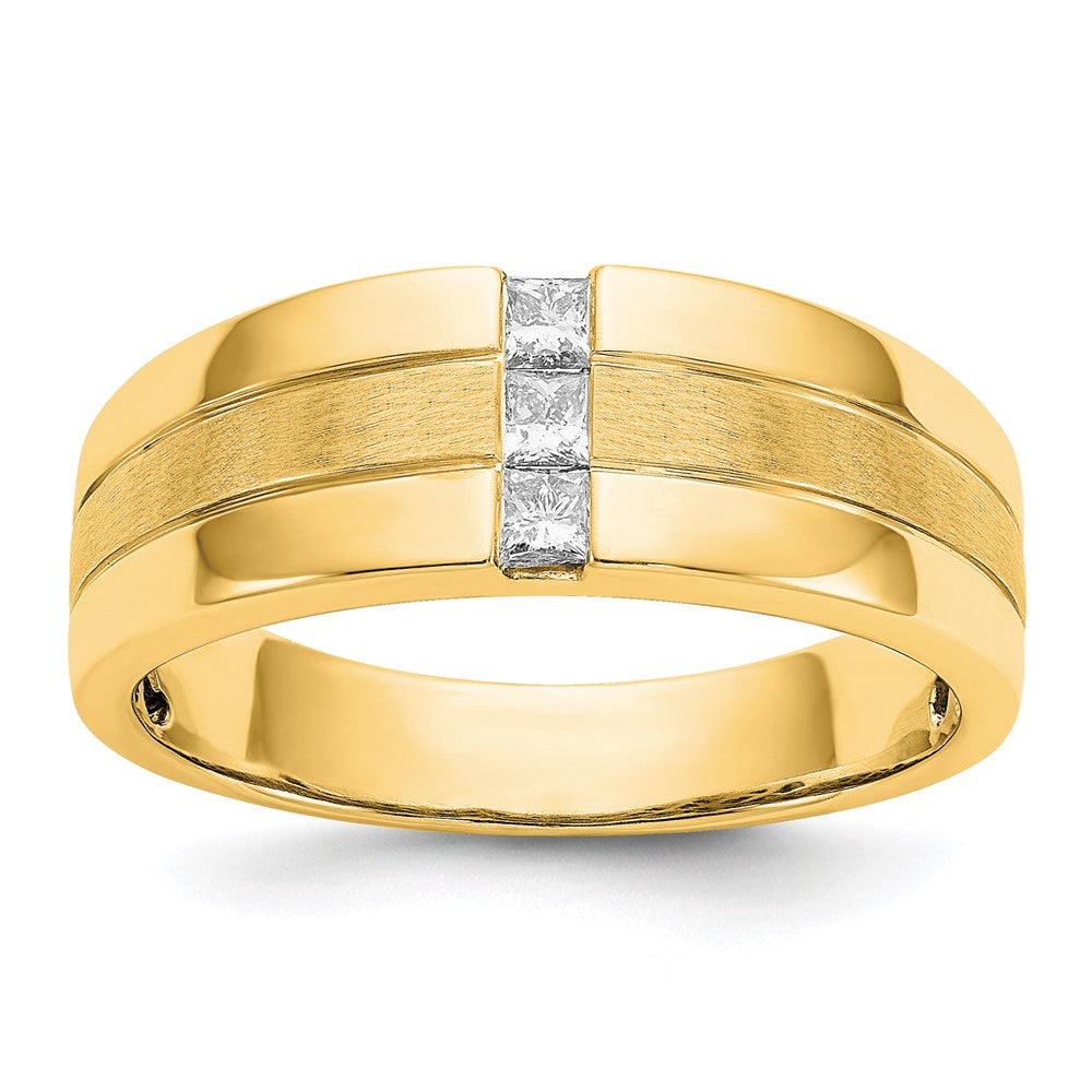 Mens 7.2mm 14K Yellow Gold 1/4 Ctw Lab Created Diamond Band, Size 9.5, Item R12299-14KY-095 by The Black Bow Jewelry Co.