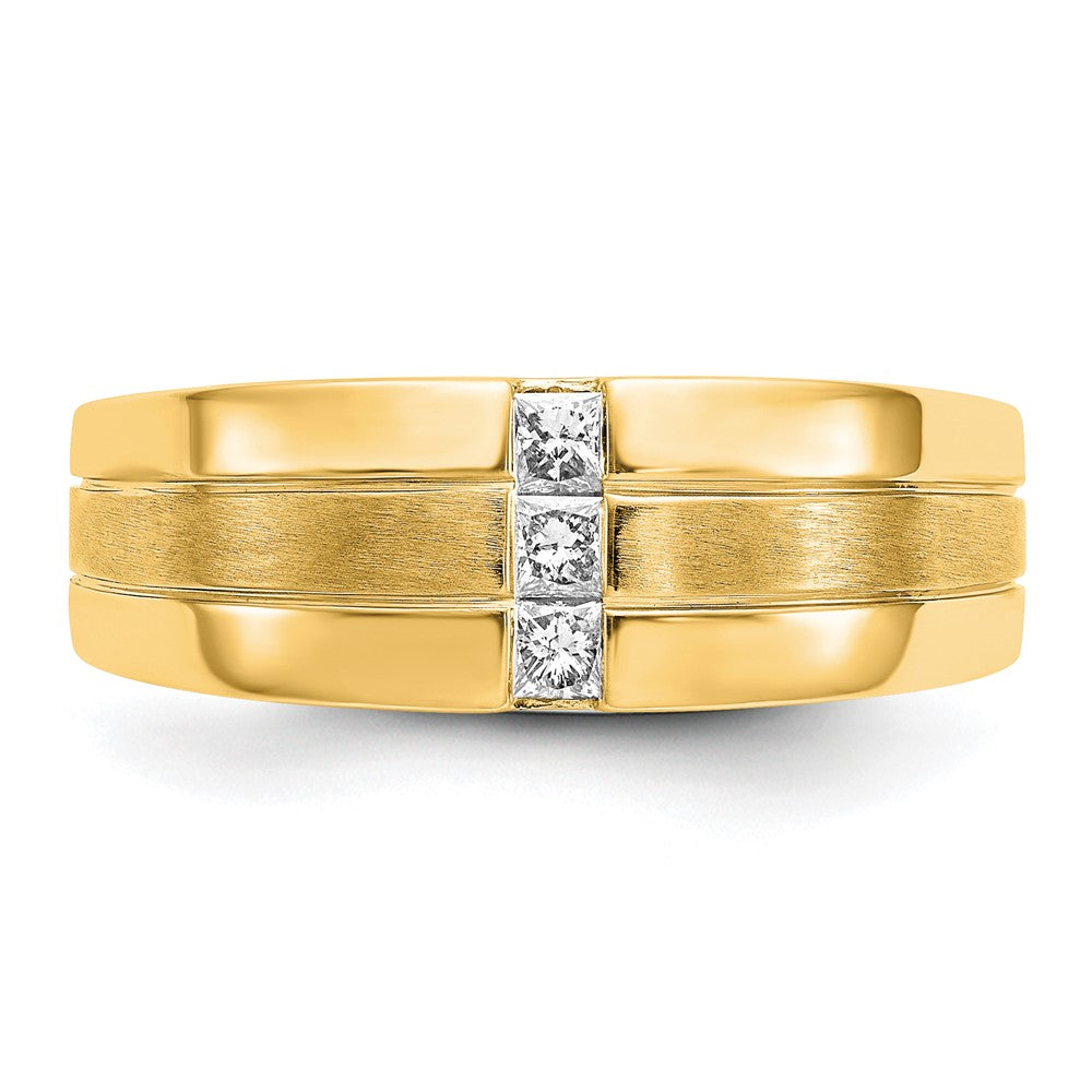 Alternate view of the Mens 7.2mm 14K Yellow Gold 1/4 Ctw Lab Created Diamond Band, Size 9 by The Black Bow Jewelry Co.