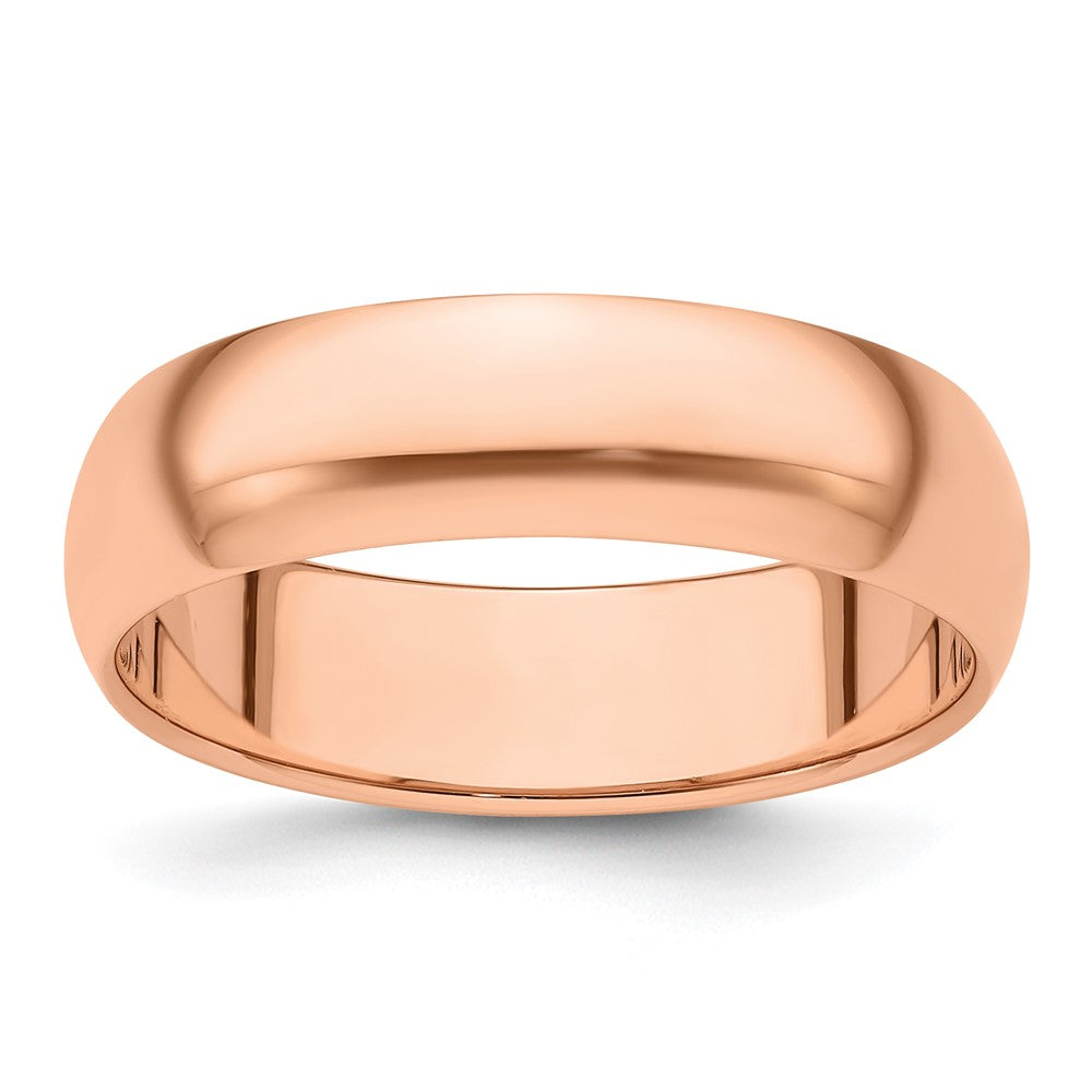 6mm 14K Rose Gold Half Round Standard Fit Band, Size 4, Item R12300-6MM-04 by The Black Bow Jewelry Co.