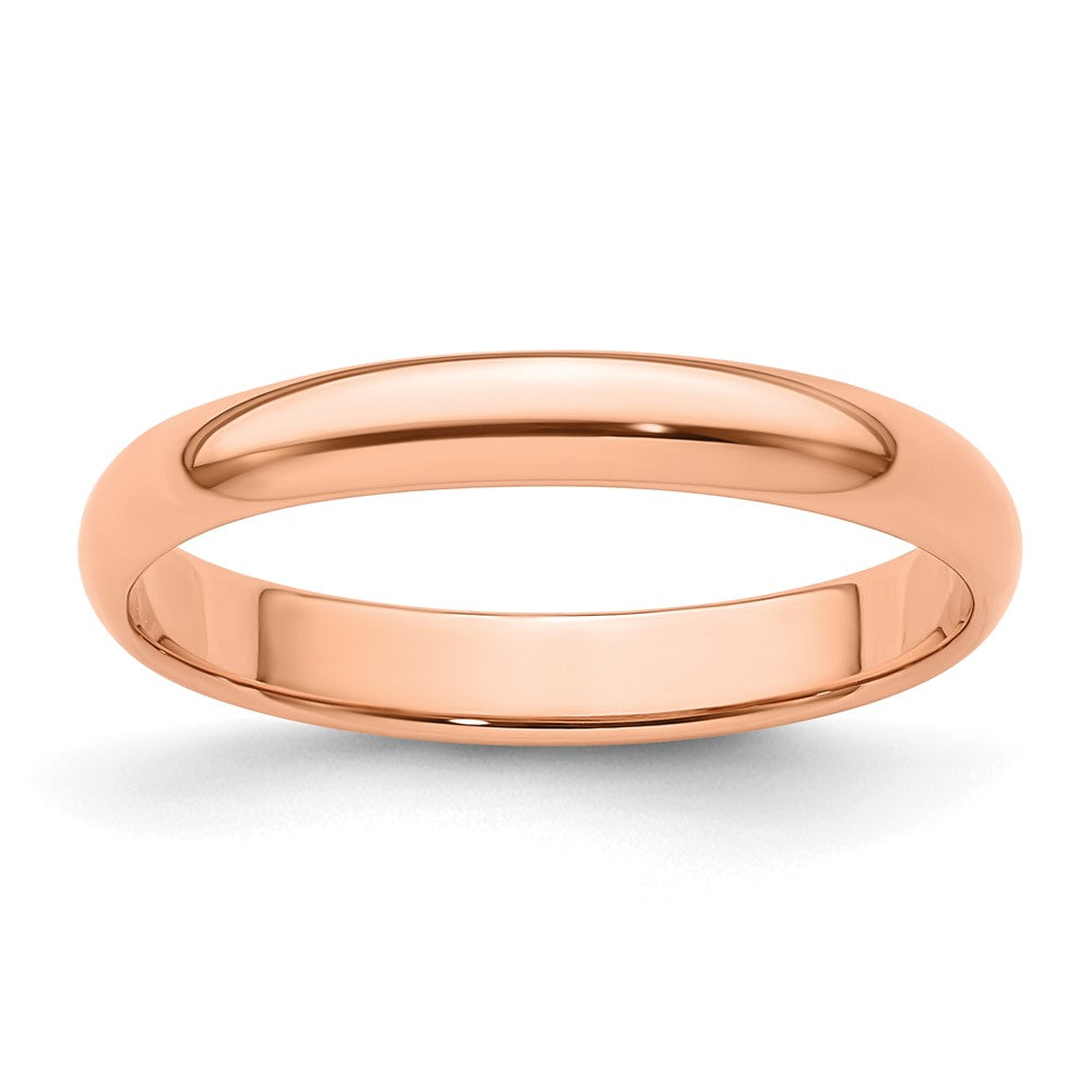 3mm 14K Rose Gold Light Half Round Standard Fit Band, Size 4, Item R12301-3MM-04 by The Black Bow Jewelry Co.