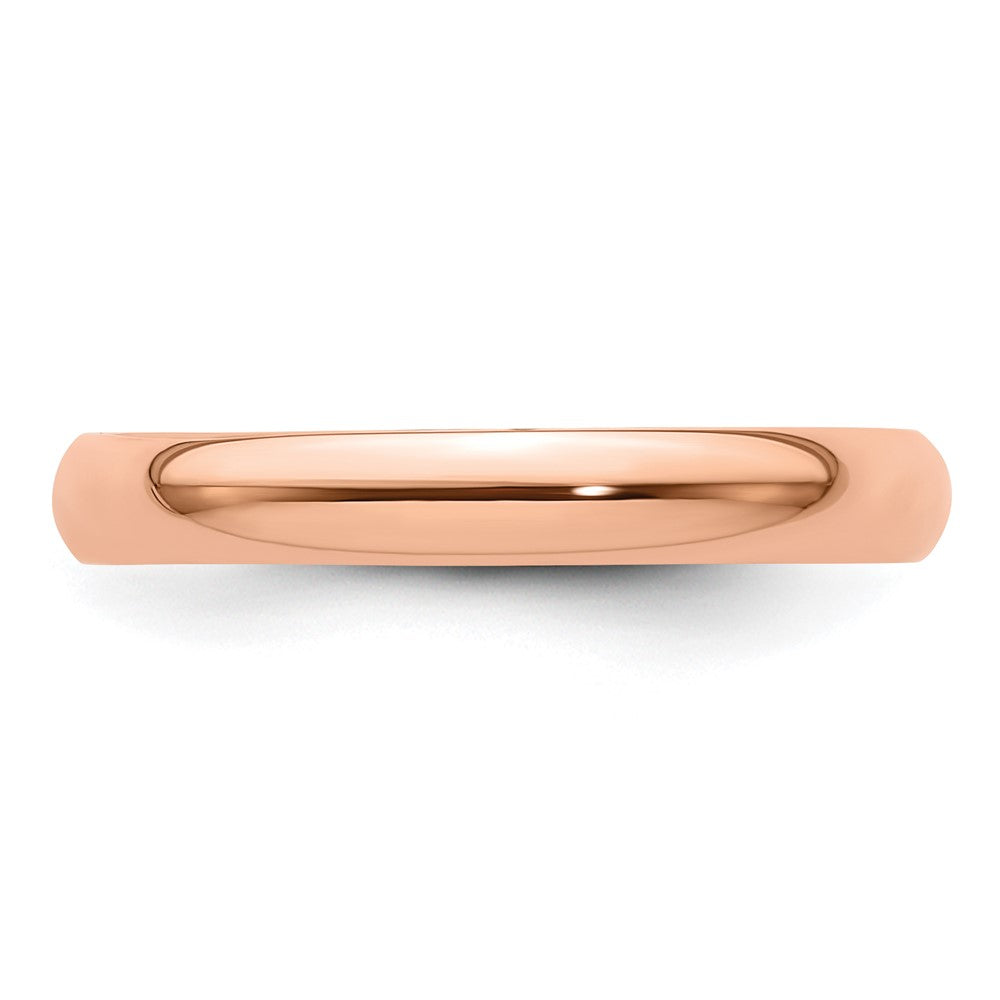 Alternate view of the 3mm 14K Rose Gold Light Half Round Standard Fit Band, Size 4 by The Black Bow Jewelry Co.