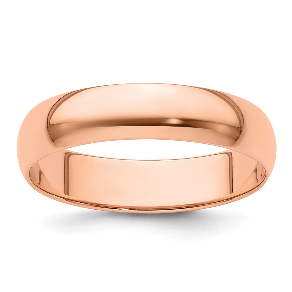 5mm 14K Rose Gold Light Half Round Standard Fit Band, Size 4, Item R12301-5MM-04 by The Black Bow Jewelry Co.