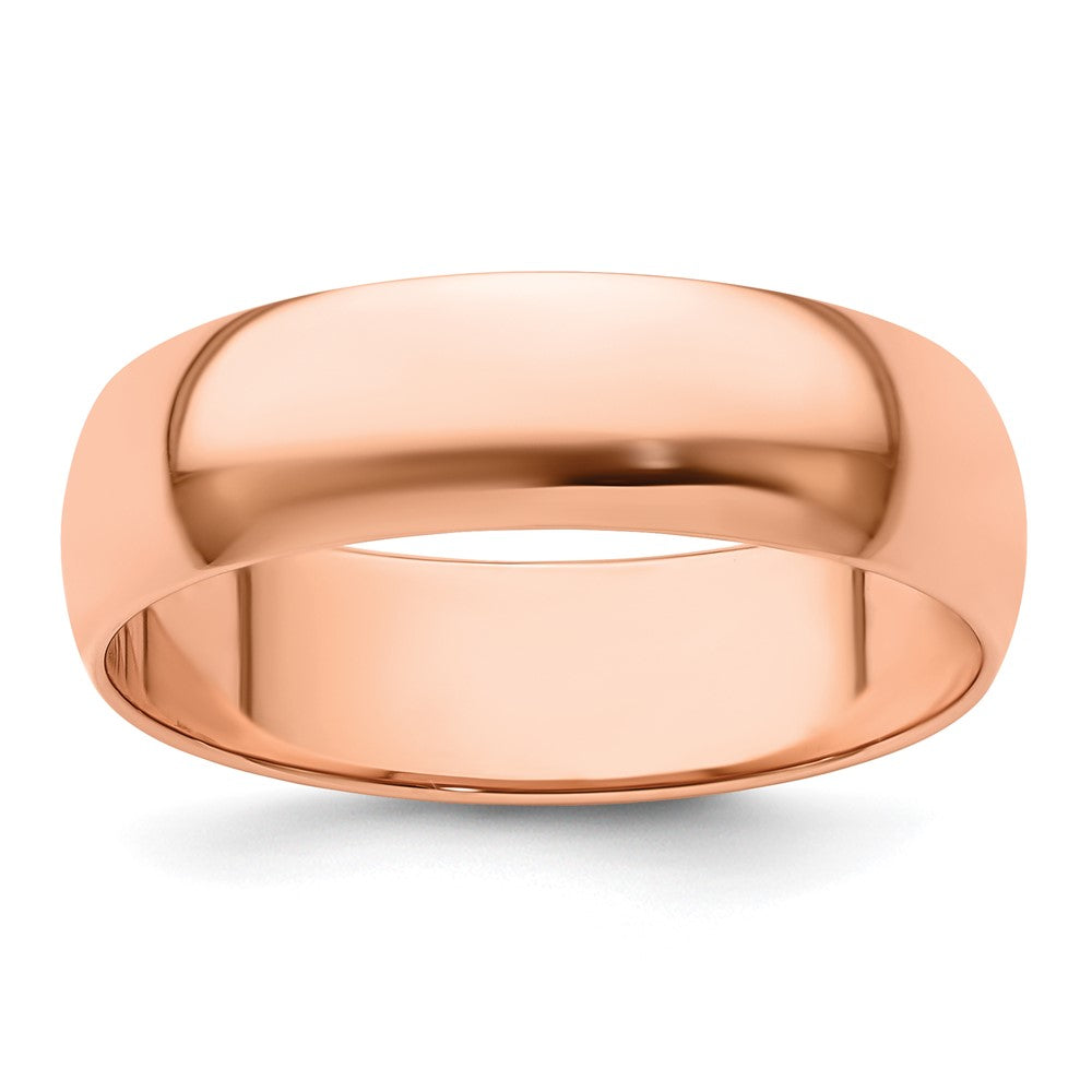 6mm 14K Rose Gold Light Half Round Standard Fit Band, Size 4, Item R12301-6MM-04 by The Black Bow Jewelry Co.