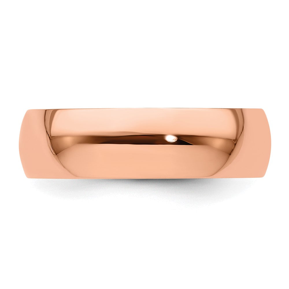 Alternate view of the 6mm 14K Rose Gold Light Half Round Standard Fit Band, Size 4 by The Black Bow Jewelry Co.