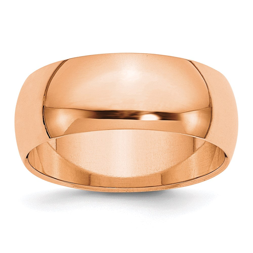 8mm 14K Rose Gold Light or Standard Wgt Half Round Standard Fit Band, Item R12302 by The Black Bow Jewelry Co.