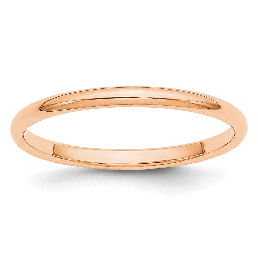 2mm 10K Rose Gold Half Round Standard Fit Band, Size 4, Item R12303-2MM-04 by The Black Bow Jewelry Co.