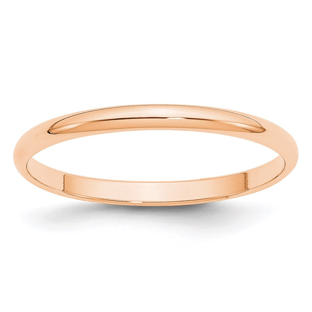 2mm 10K Rose Gold Light Half Round Standard Fit Band, Size 4, Item R12304-2MM-04 by The Black Bow Jewelry Co.