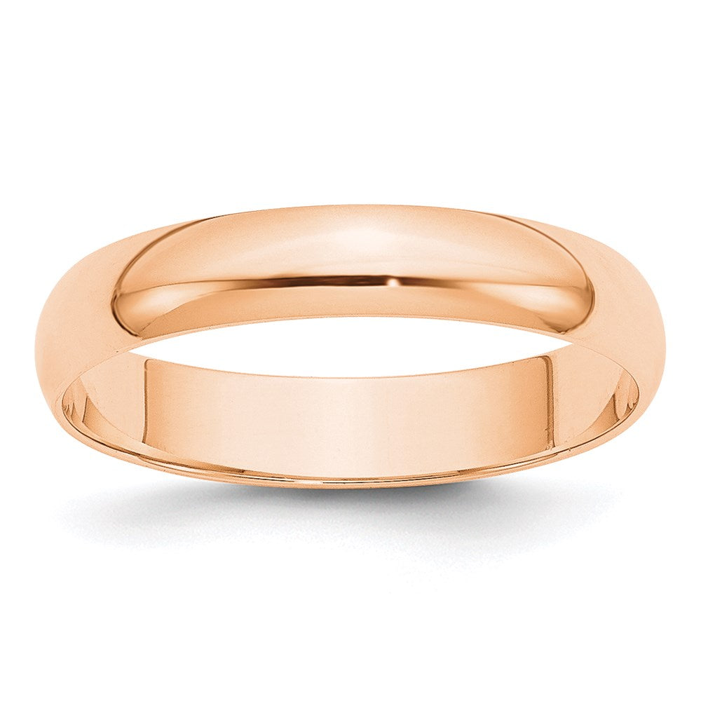 4mm 10K Rose Gold Light Half Round Standard Fit Band, Size 4, Item R12304-4MM-04 by The Black Bow Jewelry Co.