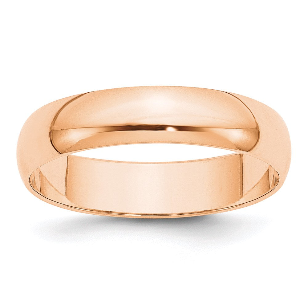 5mm 10K Rose Gold Light Half Round Standard Fit Band, Size 4, Item R12304-5MM-04 by The Black Bow Jewelry Co.