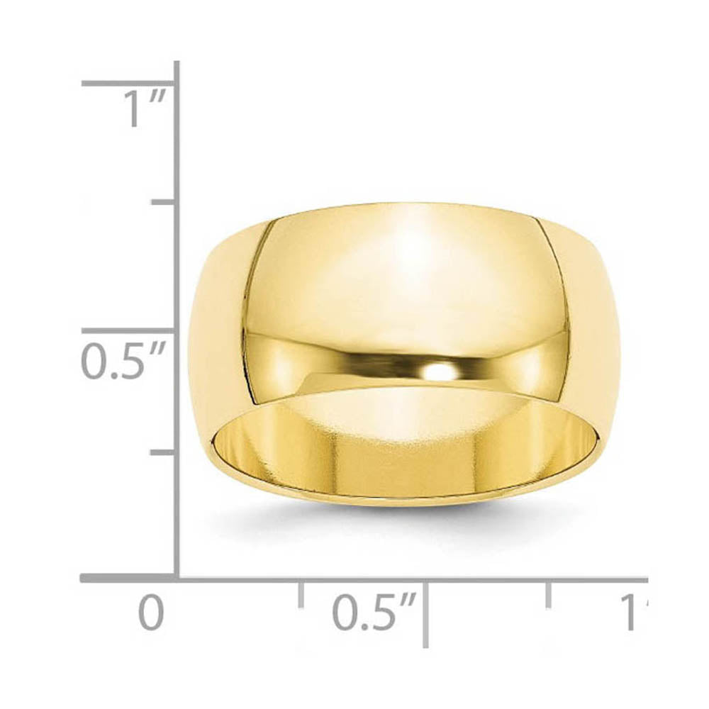 Alternate view of the 7mm to 12mm 10K Yellow Gold Half Round Standard Fit Band by The Black Bow Jewelry Co.