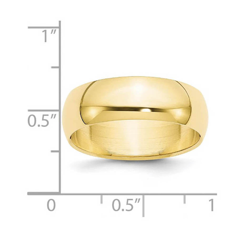 Alternate view of the 7mm 10K Yellow Gold Half Round Standard Fit Band, Size 6 by The Black Bow Jewelry Co.