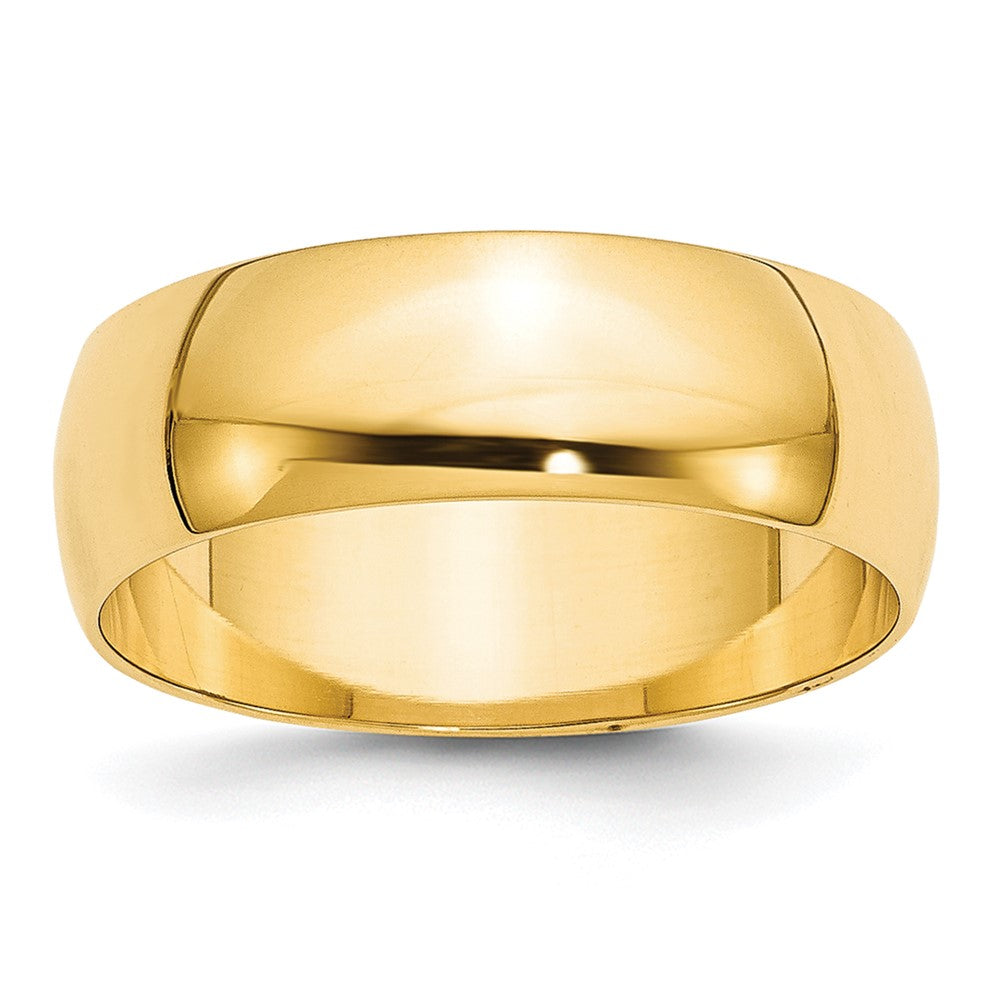 7mm or 8mm 10K Yellow Gold Lightweight Half Round Standard Fit Band, Item R12309 by The Black Bow Jewelry Co.