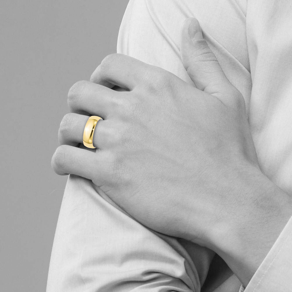 Alternate view of the 7mm 10K Yellow Gold Light Half Round Standard Fit Band, Size 6 by The Black Bow Jewelry Co.