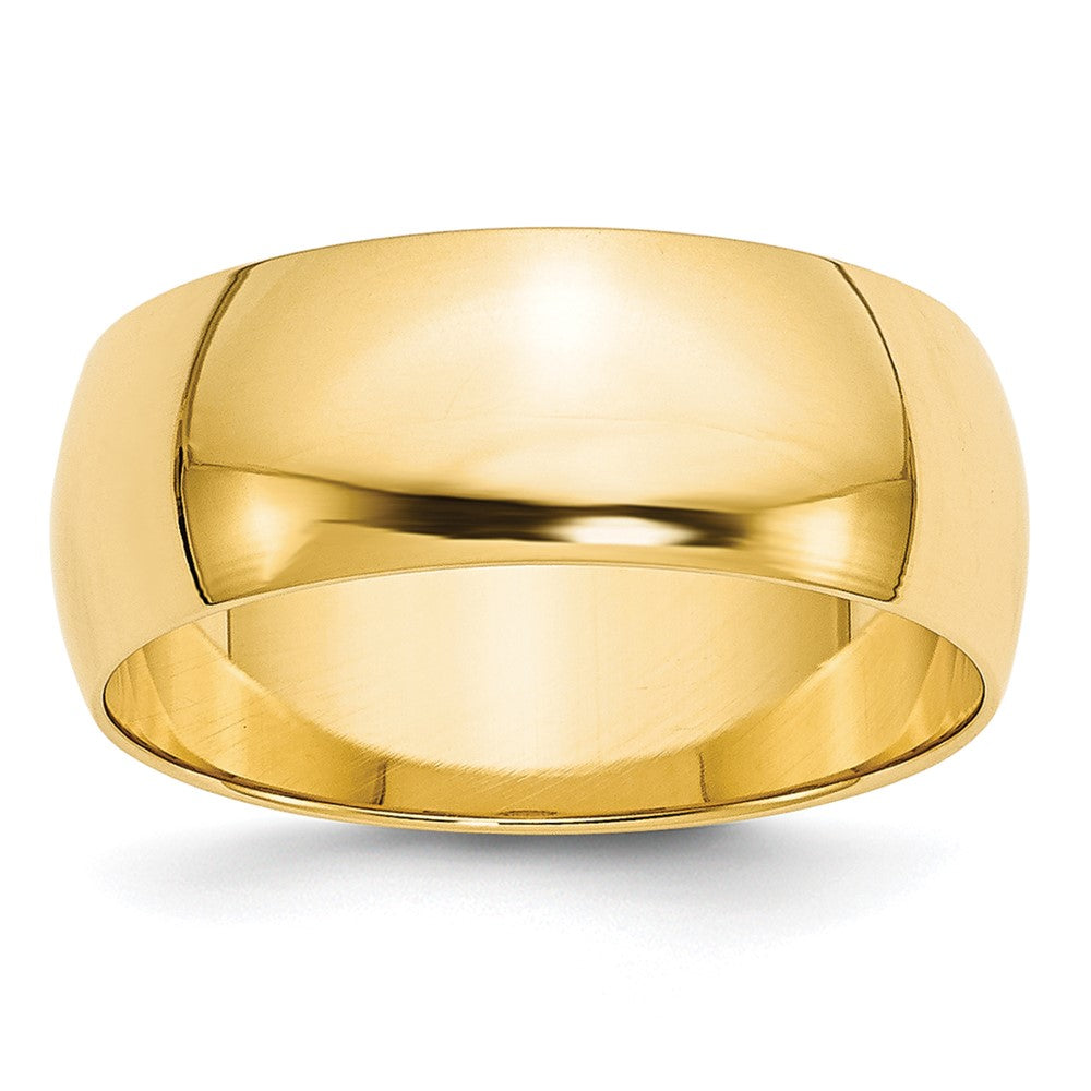 7mm or 8mm 10K Yellow Gold Lightweight Half Round Standard Fit Band