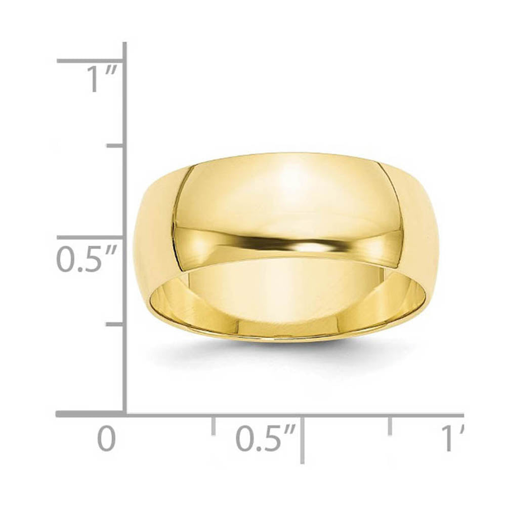 Alternate view of the 8mm 10K Yellow Gold Light Half Round Standard Fit Band, Size 6 by The Black Bow Jewelry Co.