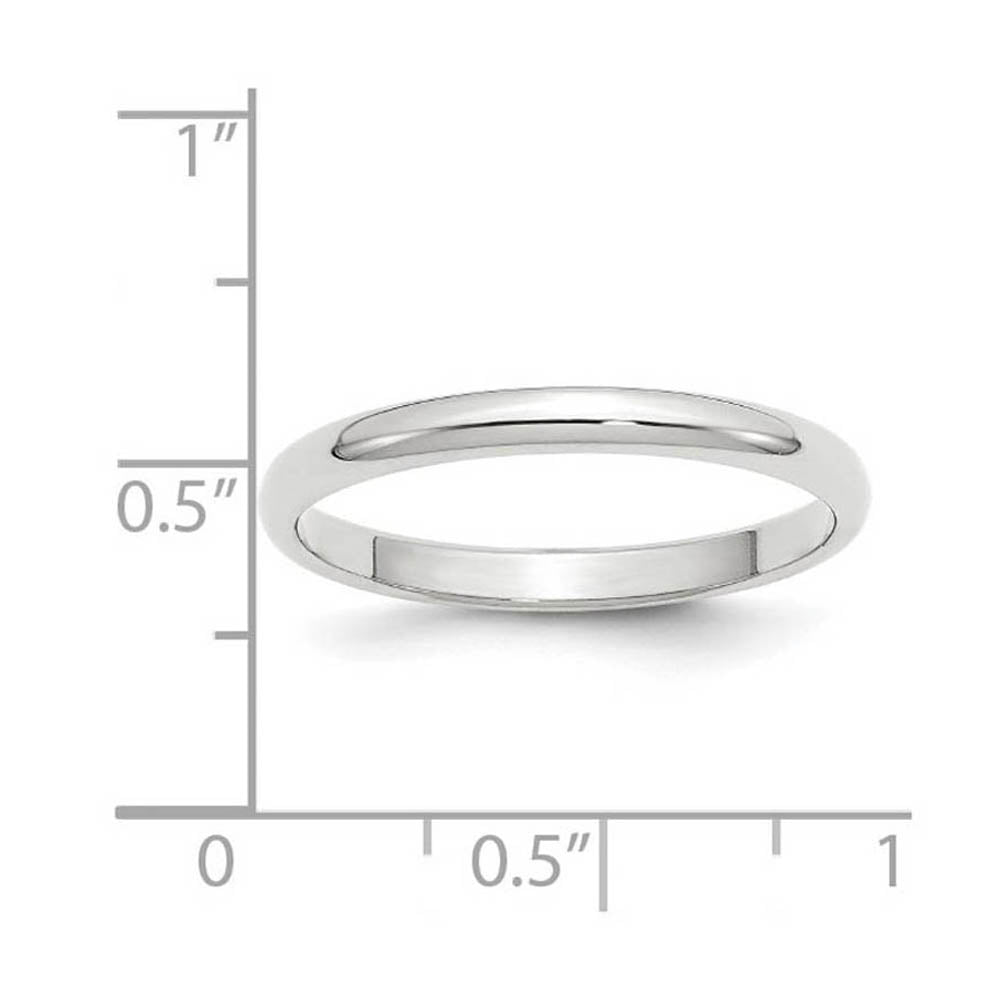 Alternate view of the 2.5mm 10K White Gold Half Round Standard Fit Band, Size 4 by The Black Bow Jewelry Co.