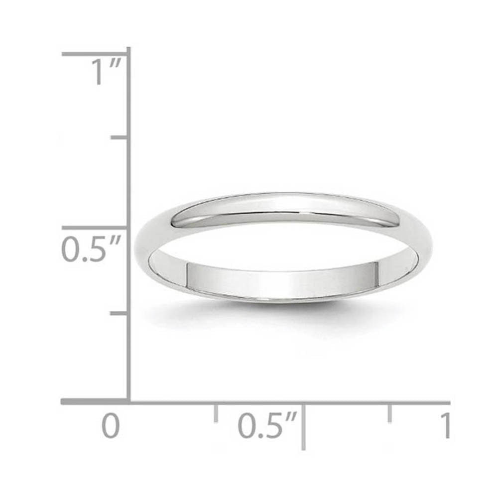 Alternate view of the 2.5mm 10K White Gold Light Half Round Standard Fit Band, Size 13 by The Black Bow Jewelry Co.