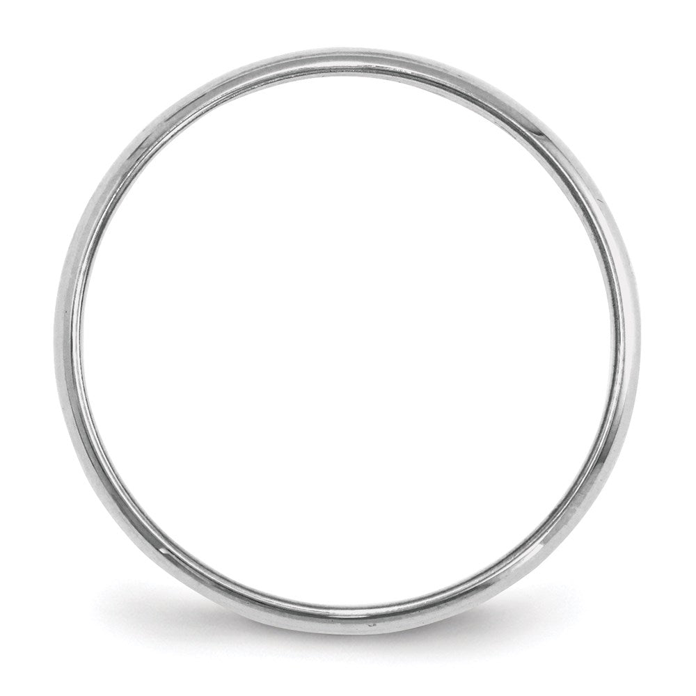 Alternate view of the 2mm 10K White Gold Light Half Round Standard Fit Band, Size 13.5 by The Black Bow Jewelry Co.