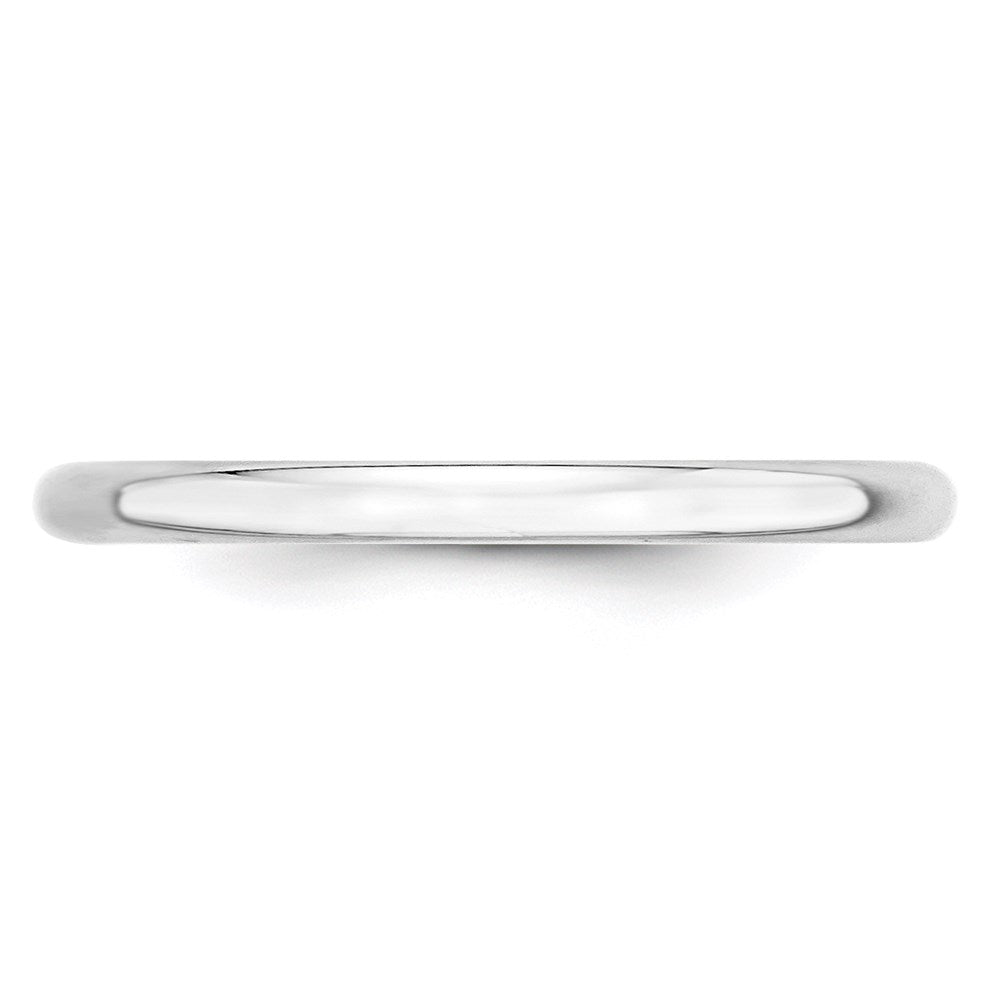 Alternate view of the 2mm 10K White Gold Light Half Round Standard Fit Band, Size 6.5 by The Black Bow Jewelry Co.