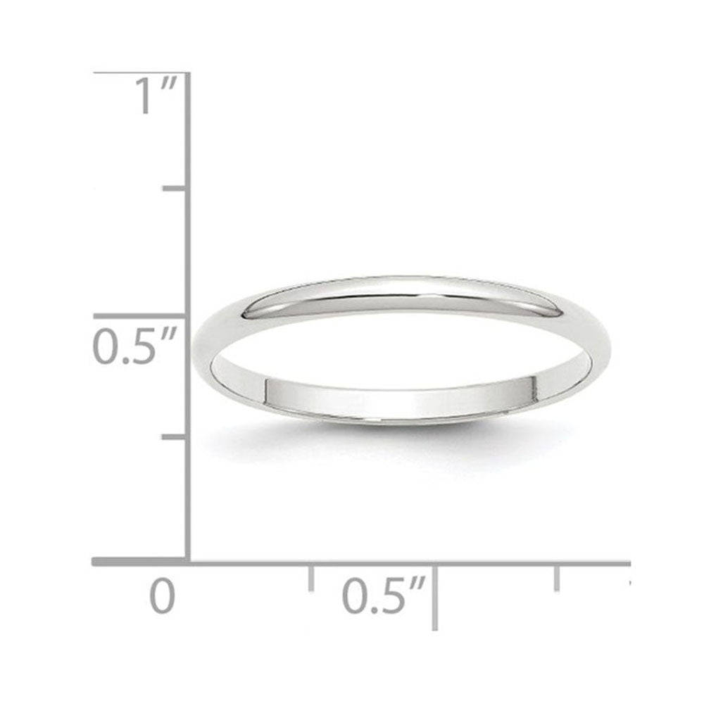 Alternate view of the 2mm 10K White Gold Light Half Round Standard Fit Band, Size 10 by The Black Bow Jewelry Co.
