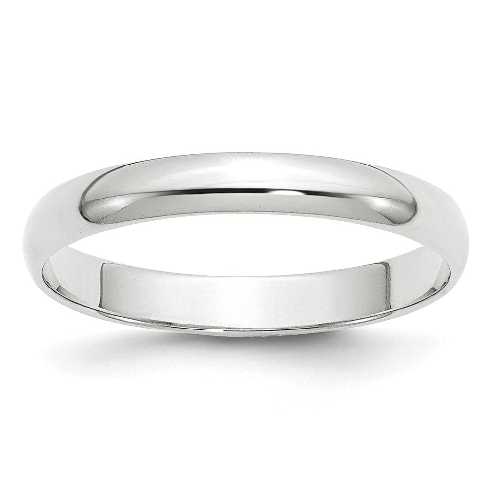 3mm 10K White Gold Light Half Round Standard Fit Band, Size 4, Item R12311-3MM-04 by The Black Bow Jewelry Co.