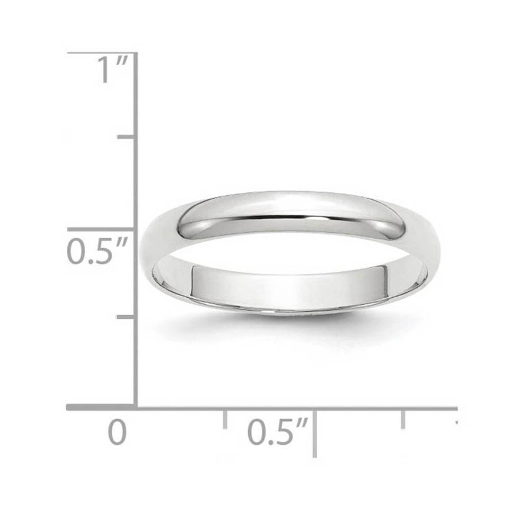 Alternate view of the 3mm 10K White Gold Light Half Round Standard Fit Band, Size 4 by The Black Bow Jewelry Co.