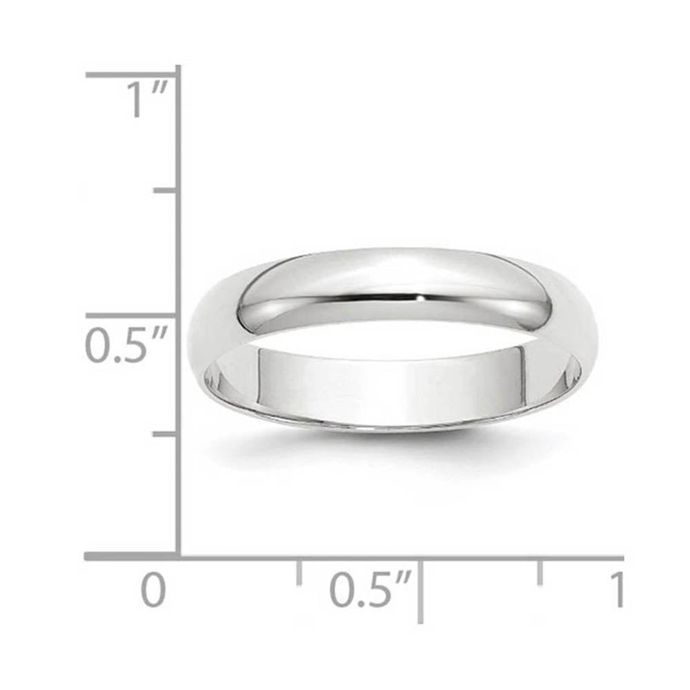 Alternate view of the 4mm 10K White Gold Light Half Round Standard Fit Band, Size 4 by The Black Bow Jewelry Co.