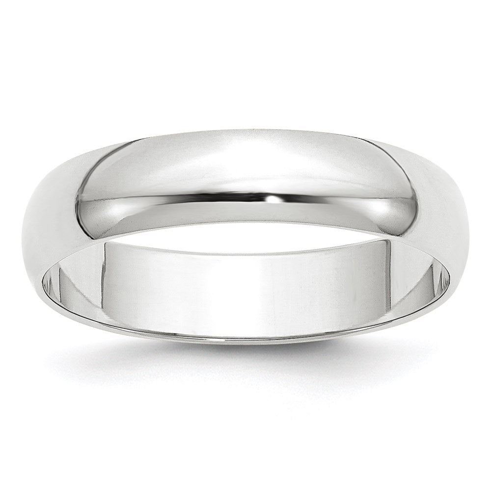 5mm 10K White Gold Light Half Round Standard Fit Band, Size 4, Item R12311-5MM-04 by The Black Bow Jewelry Co.