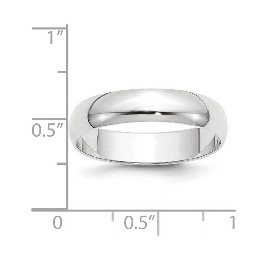 Alternate view of the 5mm 10K White Gold Light Half Round Standard Fit Band, Size 4 by The Black Bow Jewelry Co.