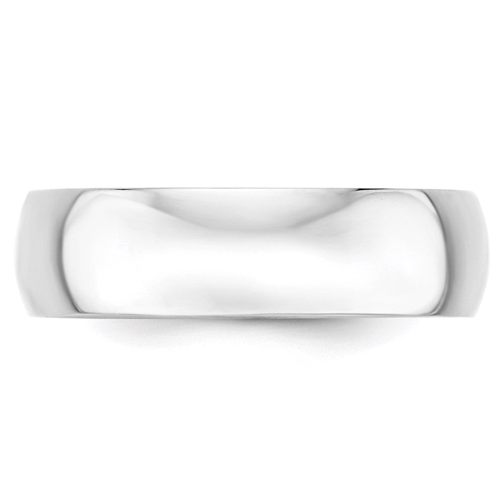 Alternate view of the 6mm 10K White Gold Light Half Round Standard Fit Band, Size 4 by The Black Bow Jewelry Co.