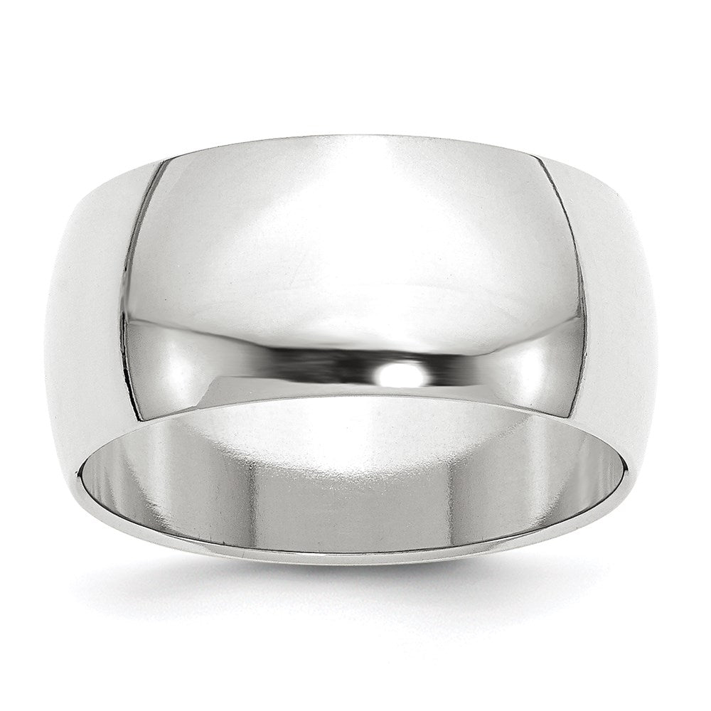 10mm 10K White Gold Half Round Standard Fit Band, Size 6, Item R12312-10MM-06 by The Black Bow Jewelry Co.