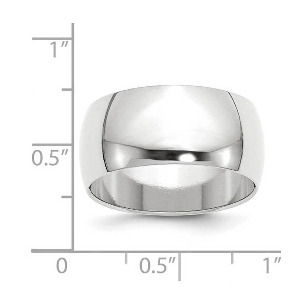 Alternate view of the 10mm 10K White Gold Half Round Standard Fit Band, Size 6 by The Black Bow Jewelry Co.