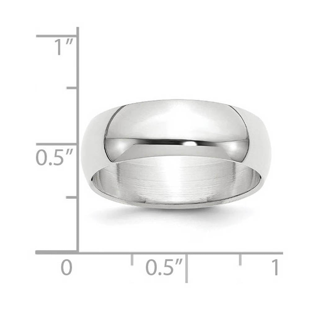 Alternate view of the 7mm 10K White Gold Half Round Standard Fit Band, Size 6 by The Black Bow Jewelry Co.