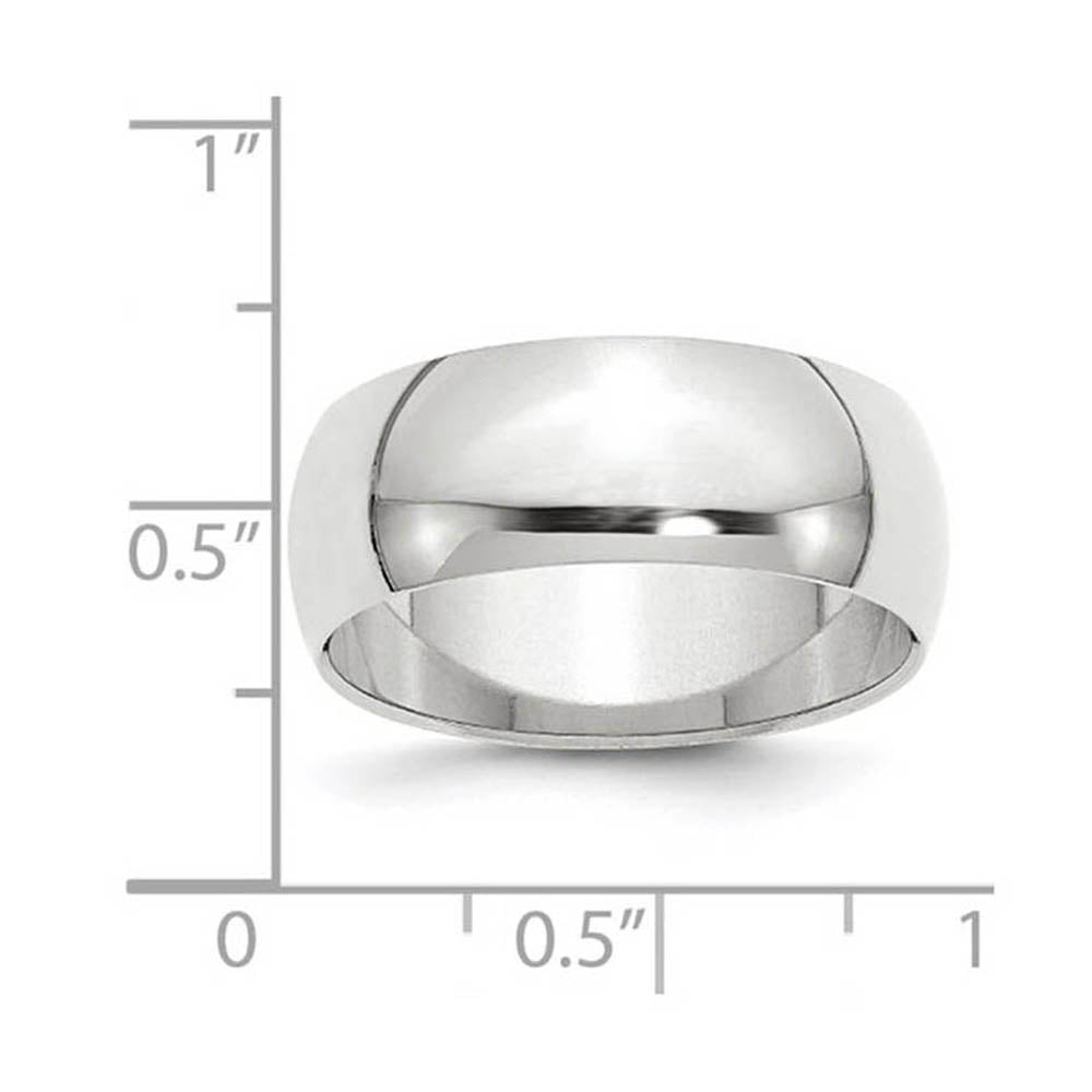Alternate view of the 8mm 10K White Gold Half Round Standard Fit Band, Size 10.5 by The Black Bow Jewelry Co.