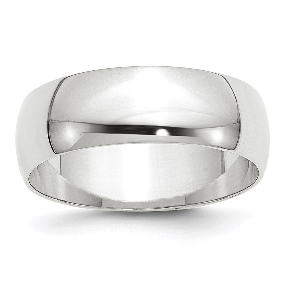 7mm or 8mm 10K White Gold Lightweight Half Round Standard Fit Band, Item R12313 by The Black Bow Jewelry Co.