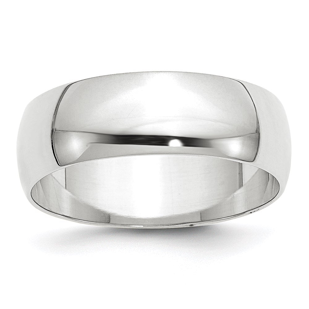 7mm 10K White Gold Light Half Round Standard Fit Band, Size 6, Item R12313-7MM-06 by The Black Bow Jewelry Co.