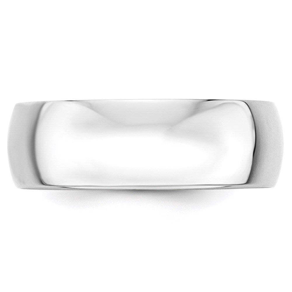 Alternate view of the 7mm 10K White Gold Light Half Round Standard Fit Band, Size 14 by The Black Bow Jewelry Co.