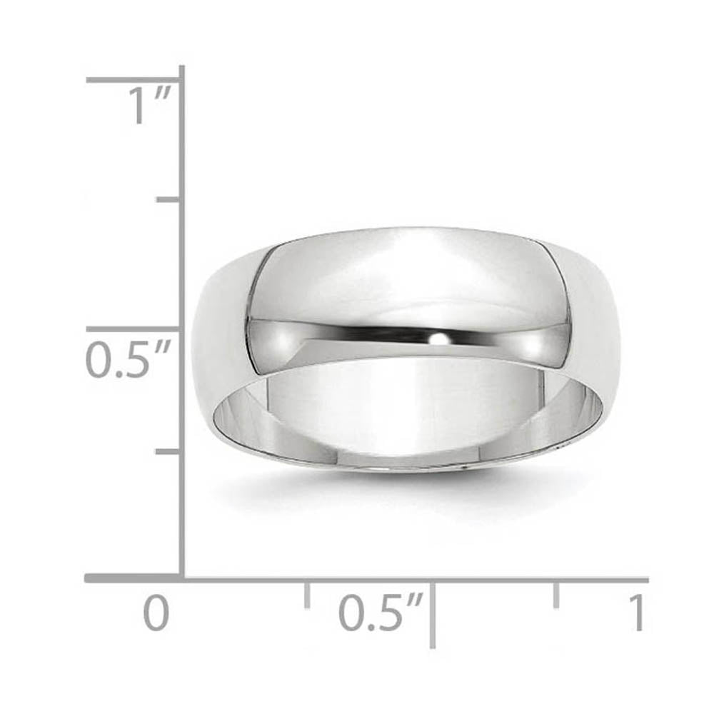 Alternate view of the 7mm 10K White Gold Light Half Round Standard Fit Band, Size 9.5 by The Black Bow Jewelry Co.