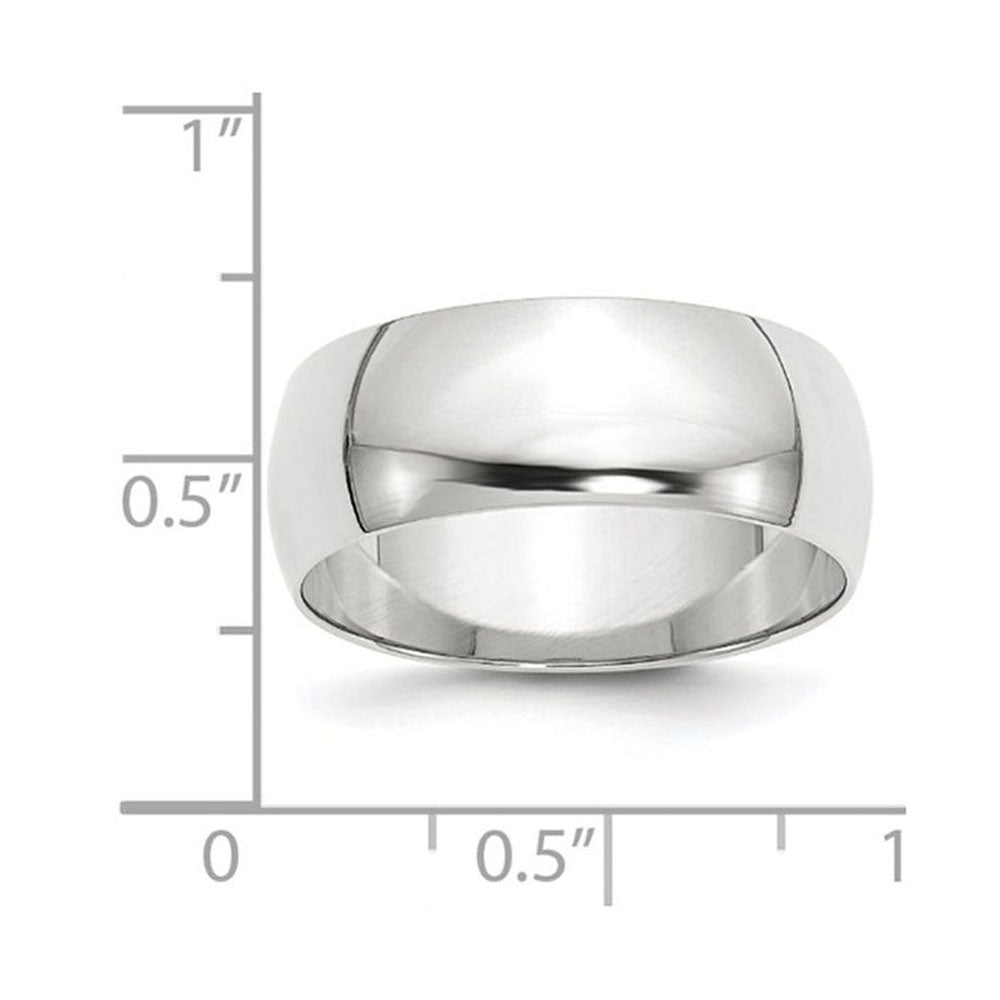Alternate view of the 8mm 10K White Gold Light Half Round Standard Fit Band, Size 13.5 by The Black Bow Jewelry Co.