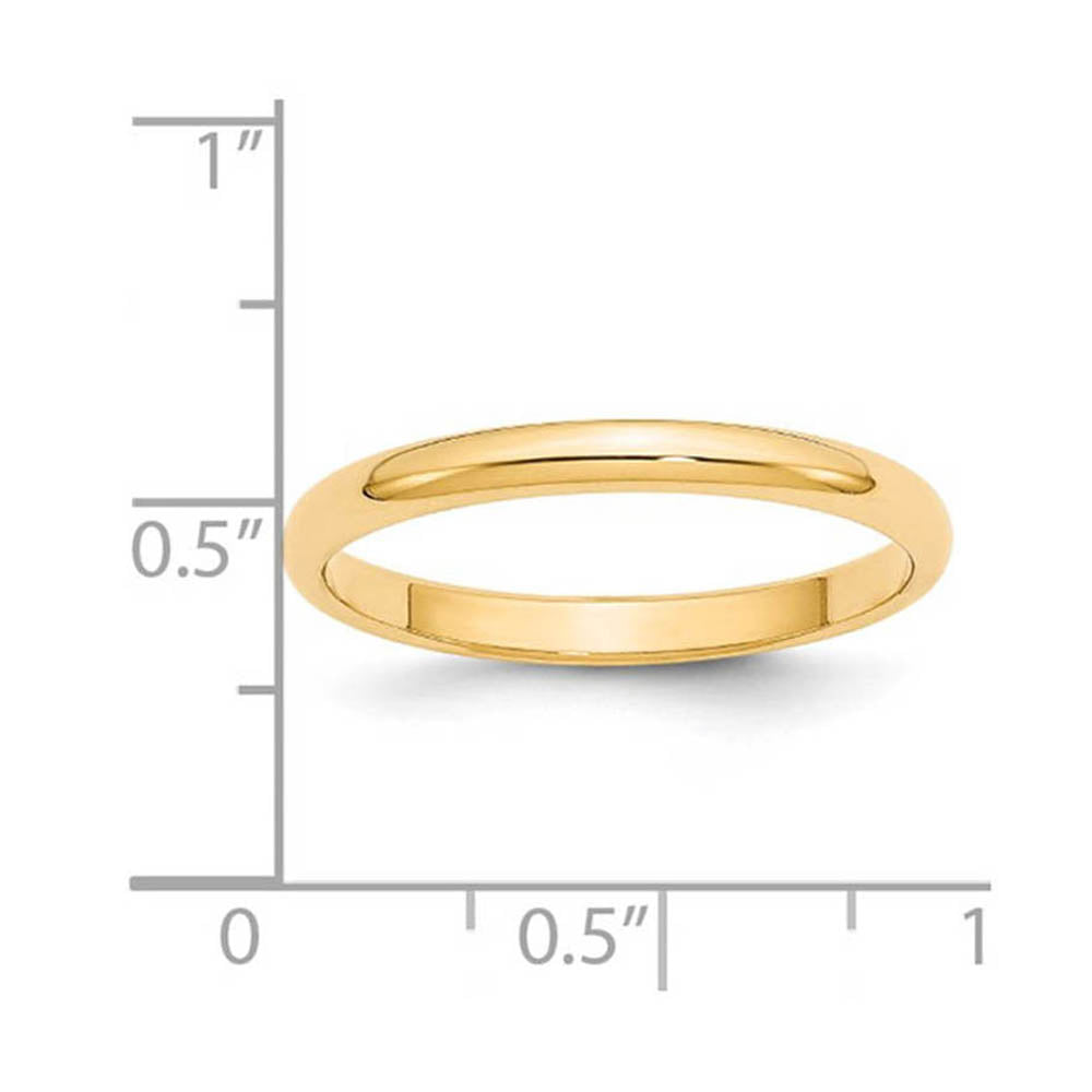 Alternate view of the 2mm to 6mm 14K Yellow Gold Half Round Standard Fit Band by The Black Bow Jewelry Co.